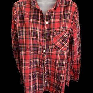Old Navy Red and Black Plaid Button Down Shirt
